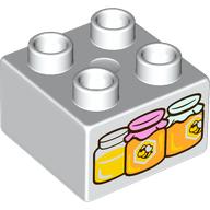 Lego Duplo Brick 2 x 2, Jars of Honey Print / White