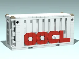 Shipping Container 20ft - 16 stud - White OOCL