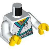 Lego Torso, Robe, Dark Turquoise/Magenta Trim, Light Bluish Grey Belt, Panda print, White Arms, Yellow Hands / White
