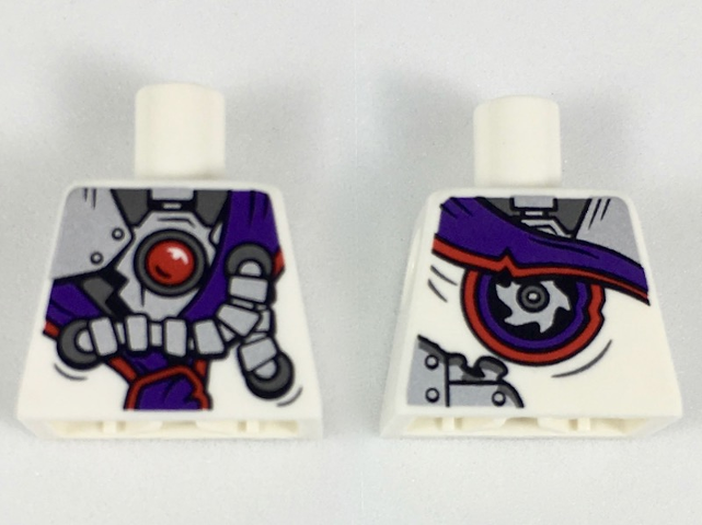 Lego Torso Ninjago Robe with Purple Sash with Knot, Mechanical Parts and Silver Saw Blade Pattern