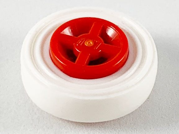 Lego Wheel 8mm D. x 6mm with White Tire 14mm D. x 4mm Smooth Small Single (4624 / 3139)