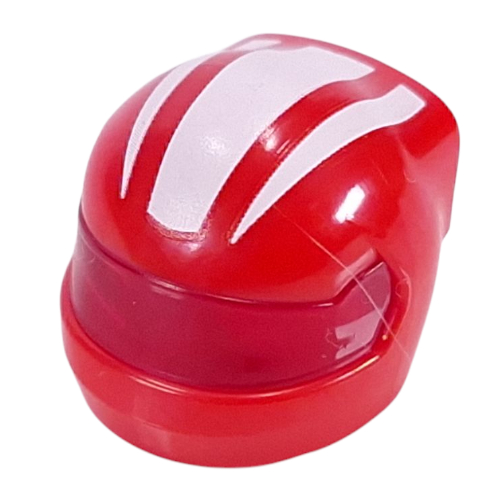 Lego Helmet, Formula 1 with Trans-Red Visor pattern and White Stripes print