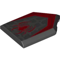 Tile Special 2 x 3 Pentagonal with Red Spider and Webbing Print / Black