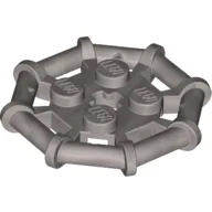 Plate Special 2 x 2 with Bar Frame Octagonal, Reinforced, Completely Round Studs / Flat Silver