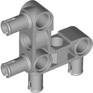 Lego Technic Pin Connector Hub Perpendicular 3 x 3 Bent with 4 Pins (Pin Ridges Along Part) / Light Bluish Gray