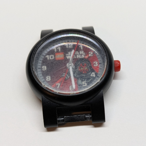 Lego Watch Face with 'LEGO Star Wars' Logo, Silver Circle, Darth Maul Print / Black