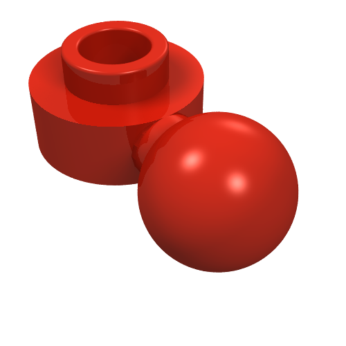 Lego Plate Round 1 x 1 with Towball and Round Hole [Maxifig Hand] / Red