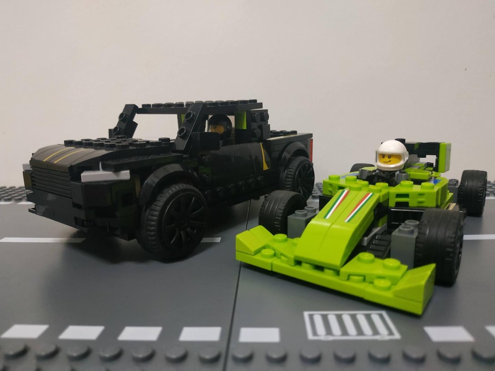 Lego 76899 Ram 1500 TRX and F1