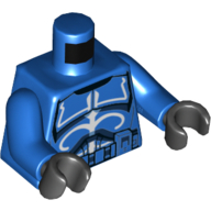 Lego Torso Armor Clone Trooper with White Senate Commando Captain Markings with Belt with Pockets Print, Blue Arms, Black Hands / Blue