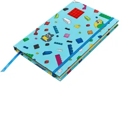 Notebook with Brick Images, Embedded Red 4 x 4 Plate, Blue Ribbon / [No Color/Any Color]