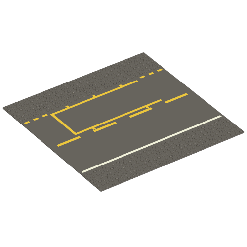 Lego Baseplate 32 x 32 with 6-Stud Straight with Yellow and White Pit Lane Print / Dark Bluish Gray
