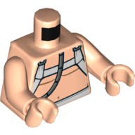 Lego Torso Bare Chest with White Straps, Hose, Diaper Print, Light Nougat Arms and Hands / Light Nougat