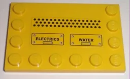 Tile, Modified 4 x 6 with Studs on Edges with Black 'ELECTRICS' and 'WATER' Pattern (Sticker) - Set 7632