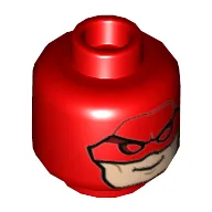Minifig Head Daredevil, Balaclava, Red Eyes, Light Nougat Face Print / Red