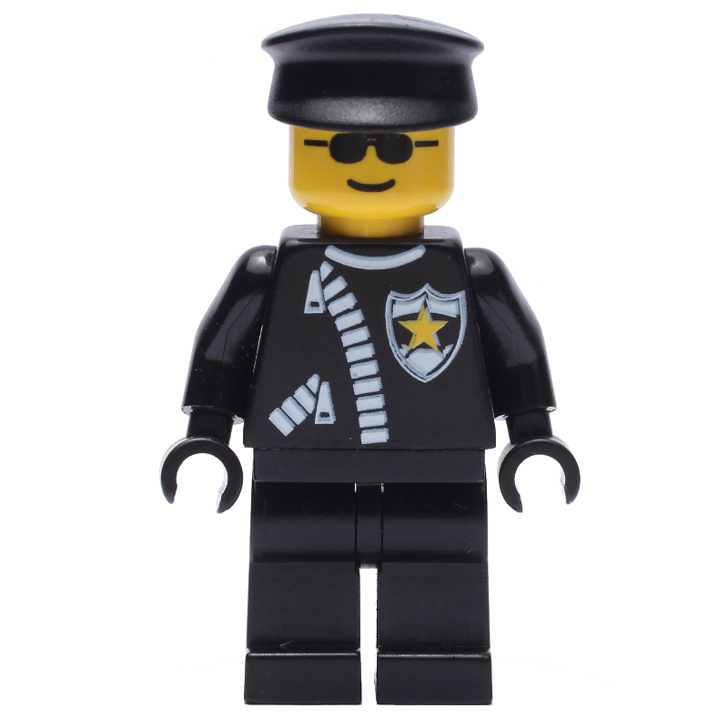 Lego Policeman with Jacket with Zipper and Sunglasses