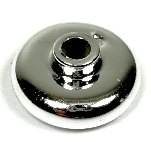 Lego Pen Bead, Round Short, Curved Edge / Chrome Silver