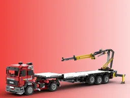 Iveco Turbostar 190-42 and flatbed trailer with crane