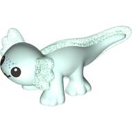 Lego Animal, Axolotl with Opal Trans-Blue Tail, Ears Pattern, Face print / Light Aqua