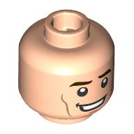 Lego Minifig Head Kevin Feige, Dark Brown Eyebrows, Crooked Smile print / Light Nougat