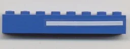 Brick 1 x 8 with White Line Pattern Model Right Side (Sticker) - Set 6541