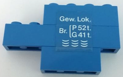 Lego Stickered Assembly 6 x 1 x 3 with White 'Gew. Lok.' Pattern Model Left Side (Sticker) - Set 7760
