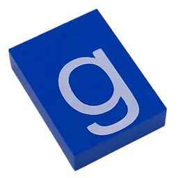 Modulex Tile 3 x 4 with White 'g' Print, without Internal Supports / Modulex Tile Blue