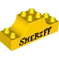 Duplo Brick 2 x 6 x 2 Bow with 'SHERIFF' Print / Yellow