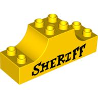 Lego Duplo Brick 2 x 6 x 2 Bow with 'SHERIFF' Print / Yellow