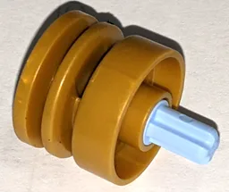 Wheel 18mm D. x 14mm with Pin Hole, Fake Bolts and Shallow Spokes with Fixed Rotatable Bright Light Blue Technic, Axle 1L with Pin without Friction Ridges with Squared Hole (55981 / 5794) / Pearl Gold