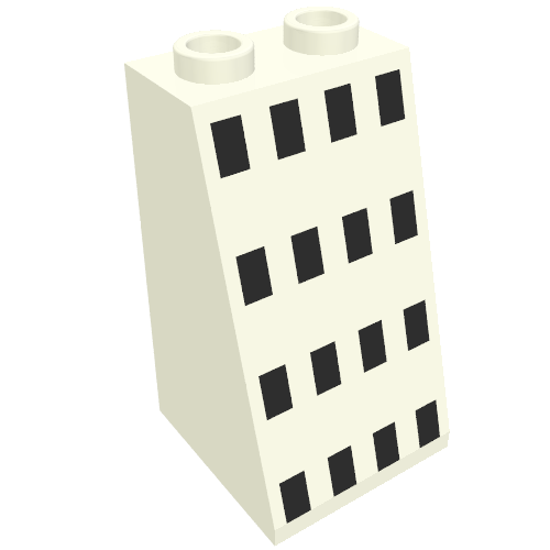 Lego Brick Sloped 75° 2 x 2 x 3 [Hollow Studs] with Ferry Windows Black Print