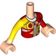 Lego Minidoll Torso Girl with Race Suit, Zipper, Rose, Pockets / Light Nougat