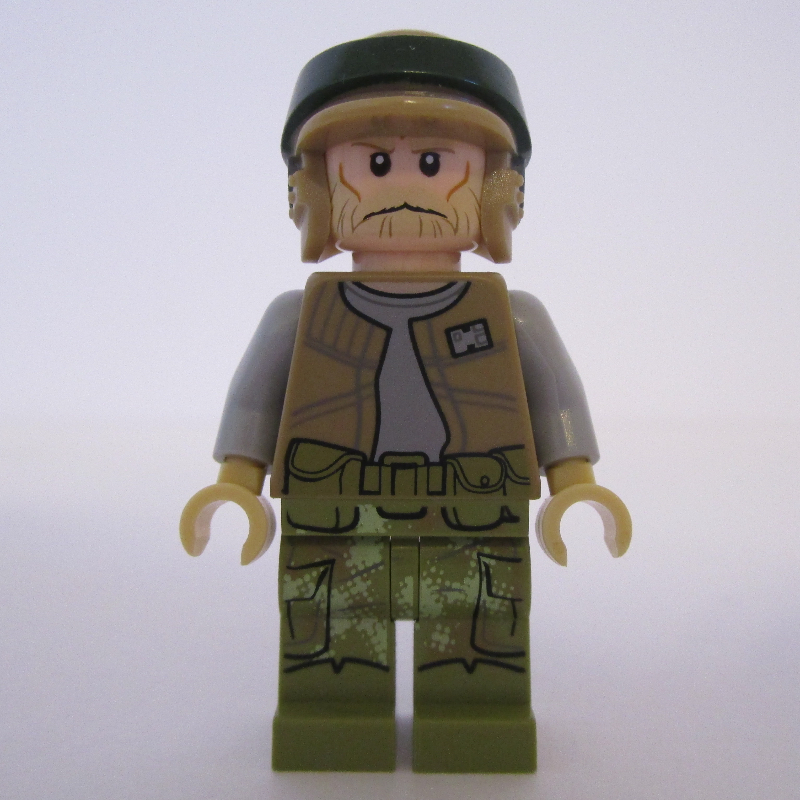 Lego Rebel Trooper in Endor Uniform, Olive Green Legs, Tan Beard