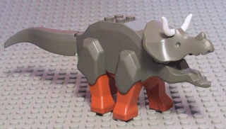 Lego Dinosaur Triceratops with Dark Orange Legs and White Horns