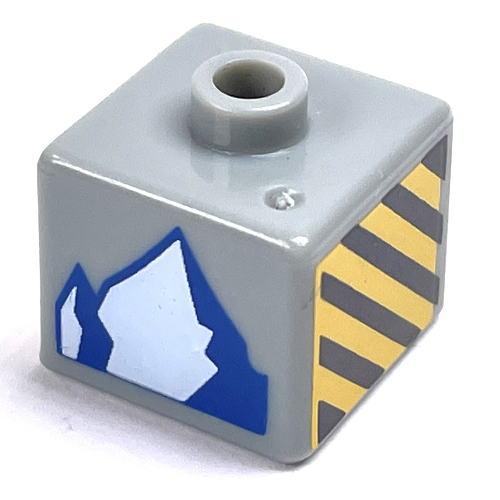 Lego Pen Bead, Square with Ice Berg Print / Light Gray