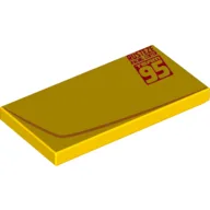 Tile 2 x 4 with Red Line and 95 Print Right / Yellow
