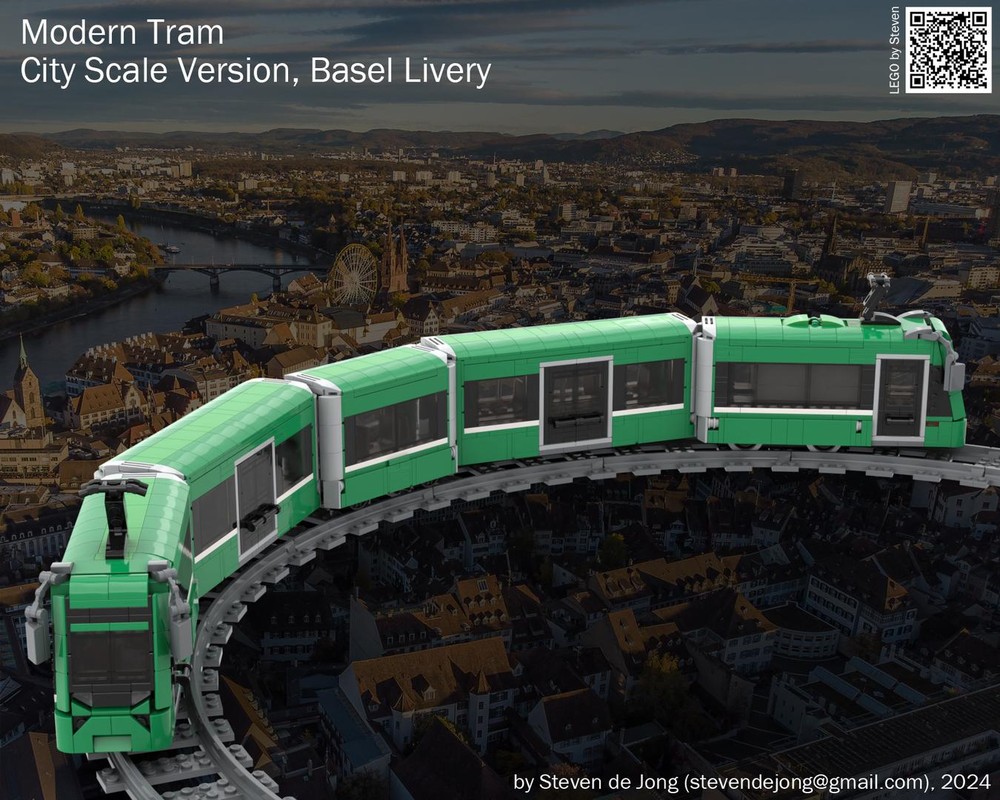 Lego Cityflex L5 Tram (City Scale, Basel Livery, RC)
