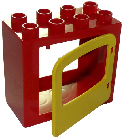 Lego Duplo Door / Window Frame 2 x 4 x 3 Flat Front Surface with Yellow Door / Window with Single Pane and Interior Top Clip (4253 / 4247)