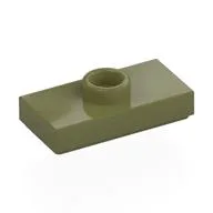Plate Special 1 x 2 with 1 Stud with Groove and Inside Stud Holder (Jumper) / Olive Green