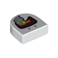Lego Tile 1 x 1 Half Circle with Face, Multi-Color Rainbow Vomit print / White