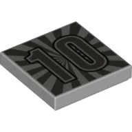 Tile 2 x 2 with '10' Print / Light Bluish Gray