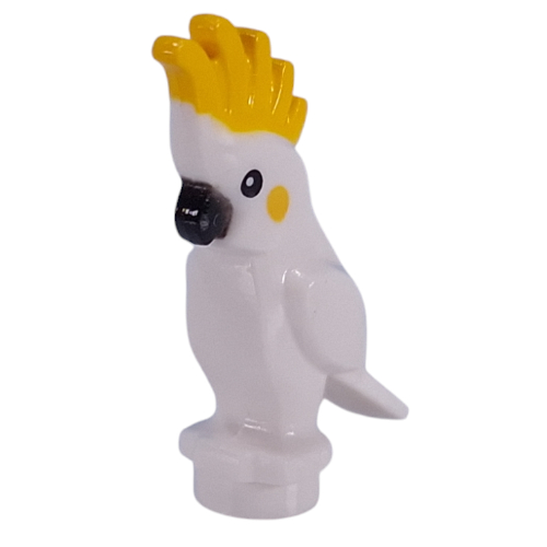 Lego Animal, Bird, Cockatoo with Yellow Crest, Black Beak / White