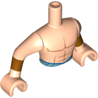 Lego Minidoll Torso Man with Bare Chest, Copper Cuffs, Medium Azure Belt Print / Light Nougat
