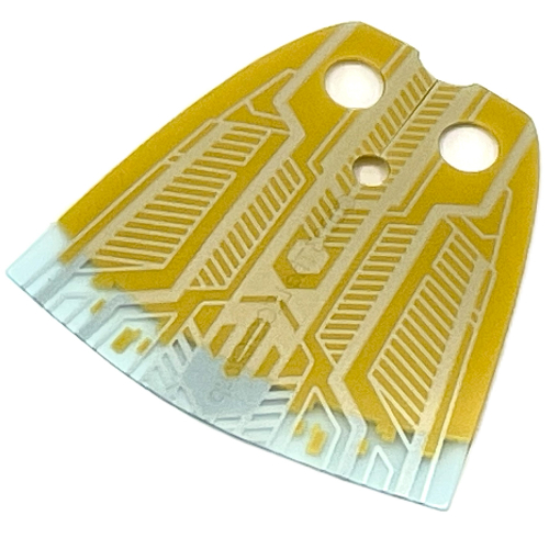Lego Neckwear Cape, Yellow with Trans-Clear Bottom, Silver Circuitry Print (Vision) / Pearl Gold