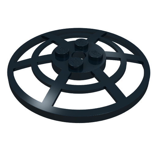 Lego Dish 6 x 6 Inverted, Radar / Webbed [No Anti-studs] / Black