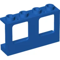 Window 1 x 4 x 2 Plane, Hollow Studs, Single Hole Top and Bottom for Glass / Blue