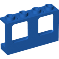 Lego Window 1 x 4 x 2 Plane, Hollow Studs, Single Hole Top and Bottom for Glass / Blue