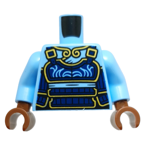Lego Torso, Dark Blue Samurai Armor, Gold Trim print, Bright Light Blue Arms, Reddish Brown Hands / Bright Light Blue