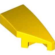 Brick Wedged, Curved 2 x 1 with Stud Notch Right / Yellow