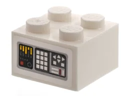 Brick 2 x 2 with Computer Readout Display, White Buttons, Yellow Equalizer Pattern (Sticker) - Set 76831