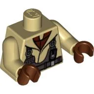 Torso Jacket with Dark Bluish Gray Harness Print (Naboo Fighter), Tan Arms, Reddish Brown Hands / Tan